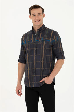 Мужская рубашка антрацитового цвета с длинным рукавом - U.s. polo assn фото 3