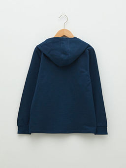 Kap??onlu Bask?l? Uzun Kollu Erkek ?ocuk Fermuarl? Sweatshirt - Waikiki фото 2