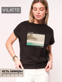 Футболка из хлопкового облегченного полотна с авторским принтом