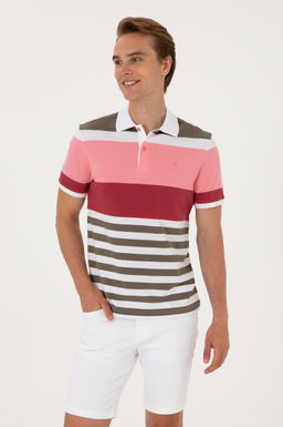Erkek Regular Fit Polo Yaka Pembe Ti__rt Sepette S_rpriz _ndirim