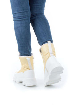 02-FAS99-5Z YELLOW/WHITE Дутики женские (искусственная кожа, плащевая ткань, шерсть) - Фабричный китай фото 3