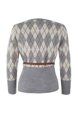 Gri Baklava Desenli Kemerli Triko H?rka TWOAW26HI00150 - Trendyolmilla фото 10