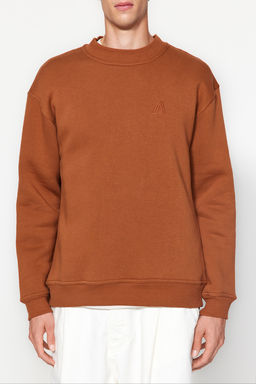 TRENDYOL MAN Antrasit Oversize/Genis Kesim Yar?m Bal?kc? Yaka Harf Nak?sl? Sweatshirt Ici Polarl? TMNAW24SW00046 - Trendyolmilla фото 10