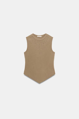TOP TACHAS ESPALDA DESCUBIERTA / Tostado - Zara фото 4