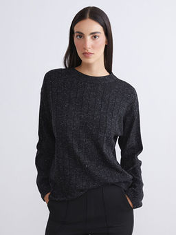 Bisiklet Yaka Simli Kad?n Triko Kazak