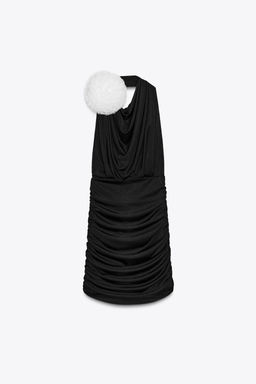 HALTER NECK SHORT DRESS WITH APPLIQU_ FLOWER - Zara фото 5