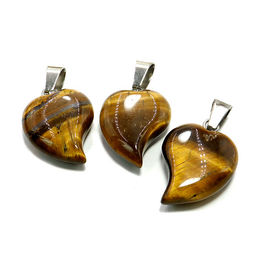 Подвеска Листочек из камня Тигровый глаз привлекает изобилие и защиту 3см