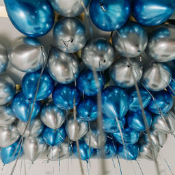 Шары воздушные, набор «Сине-серебряный», латекс, хром, 50 шт.