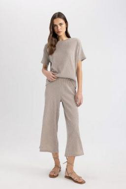 Wide Leg Genis Bol Paca Normal Bel Burumcuk Kapri Pantolon
