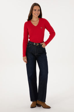 Kad_n K_rm_z_ V Yaka Basic Kazak Sepette S_rpriz _ndirim - U.s. polo assn фото 4