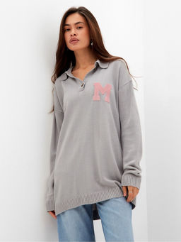 Джемпер женский с воротником поло MIST, серый, размер 44-46 (М)