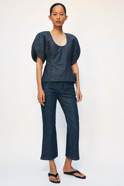 JEANS ZW COLLECTION CROPPED FLARE TIRO MEDIO / Azul - Zara фото 4