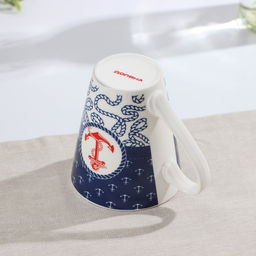 Кружка фарфоровая Доляна Морячок, 310 мл, цвет синий и белый  фото 2