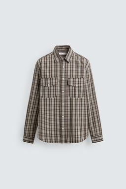 CAMISA CROPPED FIT CUADROS / Marr?n / Crudo - Zara фото 7