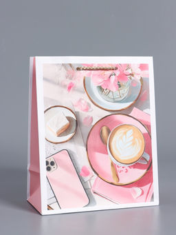 Пакет подарочный ламинированный, «Идеальный завтрак», розовый, 18×22.3×10 см