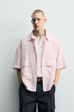 CAMISA JACQUARD RELIEVE RAYAS / Rosa palo - Zara фото 2