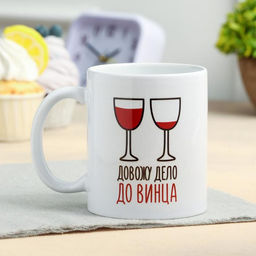Кружка сублимация Довожу дело до винца 320 мл, с нанесением