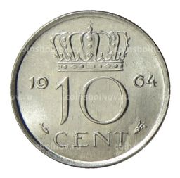 Монета 10 центов 1964 года Нидерланды