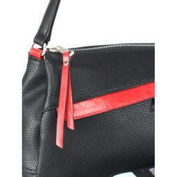 Сумка женская искусственная кожа ADEL-201/2в, 3отд, плеч/рем-стропа, черный/красный флотер 258607 - Adelia фото 4