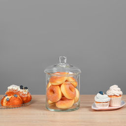 Ваза «Трубка 146», с крышкой, малая, 2.5 л, d=14 см, h=15 см (с крышкой h=20 см), стекло, прозрачная