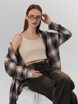 Топ женский бежевый в рубчик - Mark formelle фото 6