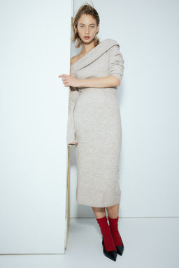 Vestido off-the-shoulder en punto de canale - H&m фото 2