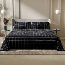 Постельное бельё Этель 2 сп Клетка цвет чёрный 175х215, 200х220, 50х70-2 шт, бязь, 125 г/м2 фото 6