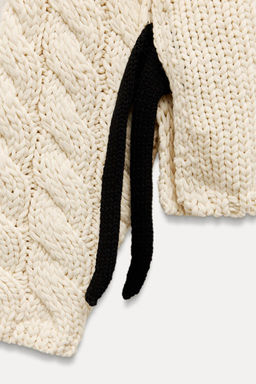 CABLE-KNIT SWEATER WITH SIDE STRIPES - Zara фото 9