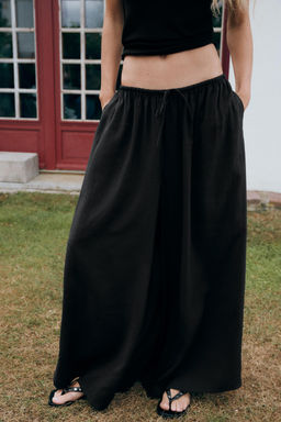 PANTAL?N PALAZZO FLUIDO CORD?N / Negro - Zara фото 4
