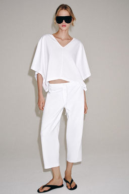 PANTAL?N CARROT INTERLOCK / Blanco - Zara фото 4
