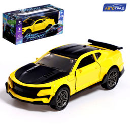 Машинка металлическая Ночные гонки, инерционная, 1:32, открываются двери, звуковые и световые эффекты, цвет жёлтый