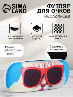Футляр для очков на хлопушке, с принтом, размер 16?6?3 см, разноцветный