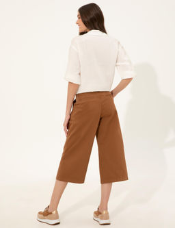 Брюки Pierre Cardin Flare Cropped табачные из канваса