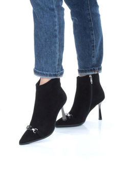 04-M3-9076 BLACK Ботильоны зимние женские (натуральная замша, натуральный мех)