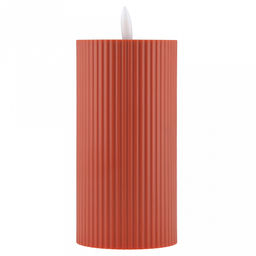 Свеча интерьерная, светодиодная на батарейках д7,4см h15(17,5)см, свет теплый, с мерцанием, матовый пластик, цвет красный, питание от 2-х батареек АА (в комплект не входят) (Китай)