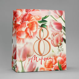 Цена за 2 шт. Пакет подарочный ламинированный, упаковка, С 8 марта, цветы, ML 23?27?11.5 см