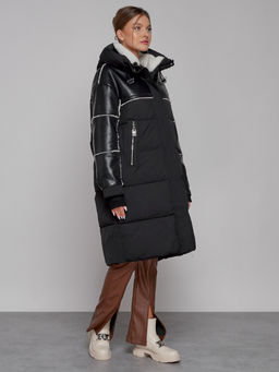 Пальто утепленное молодежное зимнее женское черного цвета 51131Ch - MaxRita фото 4