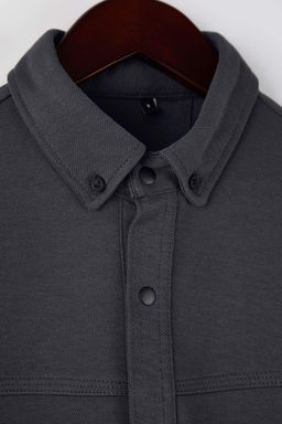 Antrasit Regular Fit Dokulu Erkek Gomlek TMNAW26GO00023 - Trendyolmilla фото 7