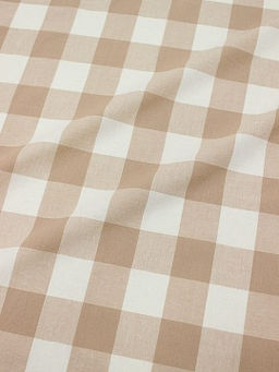 Вареный (стираный) хлопок Клетка (3.0*3.5см) цв.бежевый/молочный, ш.2.5м, хл-100%, 115гр/м.кв