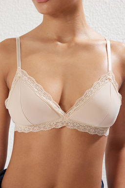 Trendyolmilla Siyah-Ten 2li Paket Micro Balensiz Kapl? Dantel Detayl? Ucgen Orme Sutyen THMSS25SU00016  фото 3