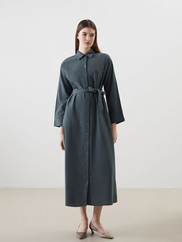 Keten Kar???ml? Kad?n G?mlek Elbise