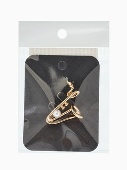 Брошь «Саксофон», музыка, жемчуг, цвет белый в золоте