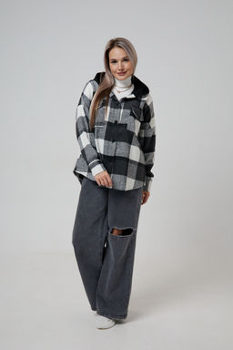 Рубашка женская в клетку с капюшоном РЖКК-01