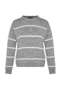 Tas Cizgili Genis Kal?p Dokulu Triko Kazak TWOAW23KZ01863 - Trendyolmilla фото 6