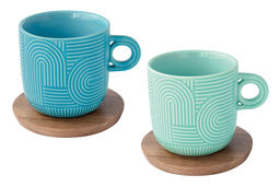 Набор чашек Радуга, мятная, морская волна, 0,25 л, 2 шт