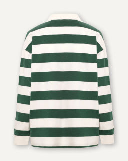 Блузка-поло в широкую горизонтальную бело-зеленую полоску - Incity фото 9