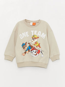 Bisiklet Yaka Uzun Kollu Paw Patrol Bask?l? Erkek Bebek Sweatshirt