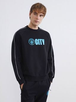 Bisiklet Yaka Manchester City Bask?l? Erkek Sweatshirt