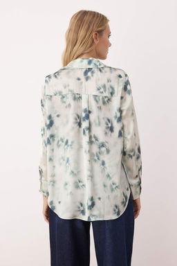 Yesil Floral Desenli Dokumlu Gomlek TWOAW26GO00087 - Trendyolmilla фото 4