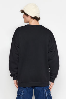 TRENDYOL MAN Siyah Oversize/Genis Kesim Uzun Kol Etnik Aplikeli Sweatshirt TMNAW24SW00170 - Trendyolmilla фото 5
